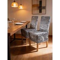 Living and Home Set of 2 Elegant Dining Chair Covers with Elastic Band in Grey