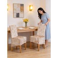 Living and Home Set of 2 Elegant Dining Chair Covers with Elastic Band in Gold