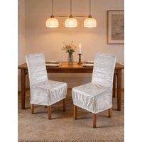Living and Home Set of 2 Elegant Dining Chair Covers with Elastic Band in White