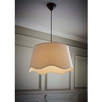 ValueLights Mabel Linen Large 30cm Scallop Edge with Trim Ceiling Light Lamp Shade in Natural