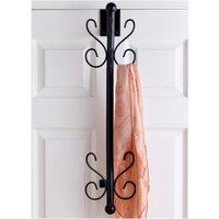 mysmartbuy Overdoor Wall, Coat or Hat Rack - Hanging Storage Rail with 5 Hooks in Black