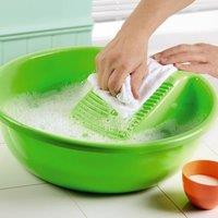 mysmartbuy Hand Washing Clothes Basin - Plastic Wash Bowl with Ridged Washboard for Removing Tough Stains - H13cm x Dia.40cm in Green