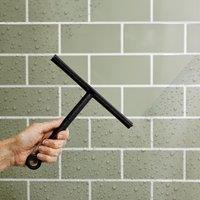 mysmartbuy Set of 2 Shower & Tile Squeegees with Suction Hangers - Bathroom Cleaning Squeegee Wiper Tool for Glass or Smooth Tiled Surfaces in Black