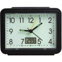 mysmartbuy Set of 2 Glow in the Dark Alarm Clocks with Temperature Reading - Battery Powered Large Easy to Read Analogue Display in Black