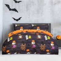 Smart Living Luxury Soft Reversible Haunted House Duvet Cover & Pillowcases in Charcoal | Size: Single
