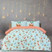 Smart Living Luxury Super Soft & Reversible Festive Christmas Puddings Duvet Set in Blue | Size: King