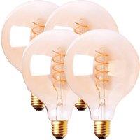 Harper Living 4 Watts G95 E27 LED Bulb Vintage Globe Warm White Dimmable, Pack of 4 in Amber