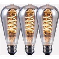Harper Living 4 Watts ST64 E27 LED Bulb Smoked Warm White Dimmable, Pack of 3 in Mid Grey
