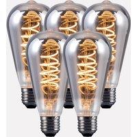 Harper Living 4 Watts ST64 E27 LED Bulb Smoked Warm White Dimmable, Pack of 5 in Mid Grey