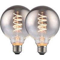 Harper Living 4 Watts G95 E27 LED Bulb Smoked Globe Warm White Dimmable, Pack of 2 in Dark Grey