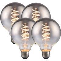 Harper Living 4 Watts G95 E27 LED Bulb Smoked Globe Warm White Dimmable, Pack of 4 in Dark Grey