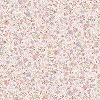 Grandeco Liberty Floral Bunny Trail Nursery Textured Wallpaper in Light Pink