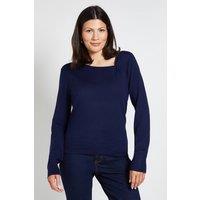 Wallis Women's Asymetric Gathered Knitted Jumper in Midnight | Size: XL