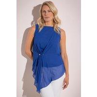 Klass. Women's Layered Chiffon Drape Top in Blue | Size: Small