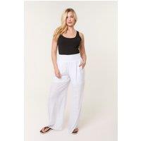 Blue Vanilla Women's White Shirred Trousers | Size: Large/XL