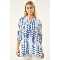 Roman Women's Spot Print Tunic Top in Blue | Size: 10