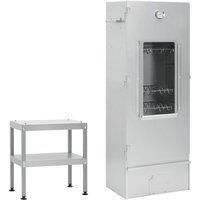 Berkfield Home BBQ Oven Smoker with Table Galvanised Steel in Silver
