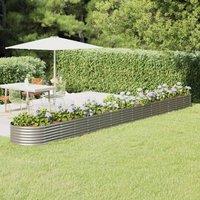 Berkfield Home Garden Raised Bed Powder-coated Steel 620x80x36 cm Silver | Size: 620 x 80 x 36 cm