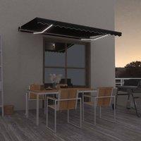 Berkfield Home Manual Retractable Awning with LED 450x350 cm Anthracite in Black