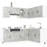 Berkfield Home 11 Piece Kitchen Cabinet Set Lucca Concrete Grey Engineered Wood