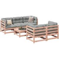 Berkfield Home 6 Piece Garden Sofa Set Solid Wood Douglas Fir in Brown