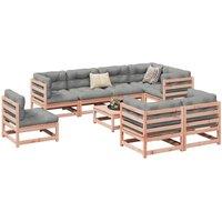 Berkfield Home 9 Piece Garden Sofa Set Solid Wood Douglas Fir in Brown