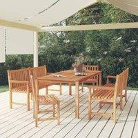 Berkfield Home 5 Piece Garden Dining Set Solid Wood Teak in Brown