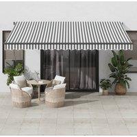 Berkfield Home Manual Retractable Awning with LEDs Anthracite&White 450x350 cm in Black