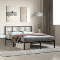 Berkfield Home Metal Bed Frame with Headboard Black 120x190 cm Small Double