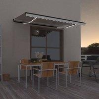 Berkfield Home Manual Retractable Awning with LED 450x350 cm Cream in Beige