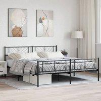 Berkfield Home Metal Bed Frame with Headboard & Footboard Black 180x200 cm Super King