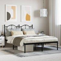 Berkfield Home Metal Bed Frame with Headboard Black 135x190 cm Double