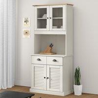 Berkfield Home Highboard VIGO White 78x40x175 cm Solid Wood Pine | Size: 78 x 40 x 175 cm