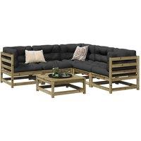 Berkfield Home 6 Piece Garden Sofa Set Impregnated Wood Pine in Brown