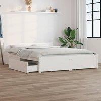 Berkfield Home Bed Frame with Drawers White 140x190 cm