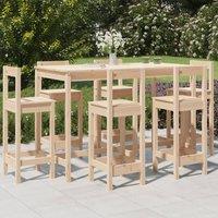 Berkfield Home 7 Piece Garden Bar Set Solid Wood Pine in Brown