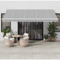 Berkfield Home Manual Retractable Awning with LED Anthracite&White 450x300 cm