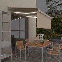 Berkfield Home Manual Retractable Awning with Blind&LED 3.5x2.5m Cream in Beige