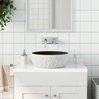 Berkfield Home Countertop Basin Black & Grey Round 41x14 cm Ceramic | Size: 41x14 cm
