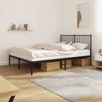 Berkfield Home Metal Bed Frame with Headboard Black 140x190 cm