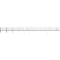 Berkfield Home Garden Fence with Spear Top Steel 17x1 m Black