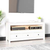Berkfield Home TV Cabinet White 114x35x52 cm Solid Wood Pine | Size: 114 x 35 x 52 cm