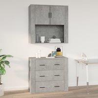 Berkfield Home Wall Cabinet Concrete Grey 80x33x80 cm Engineered Wood | Size: 80 x 33 x 80 cm