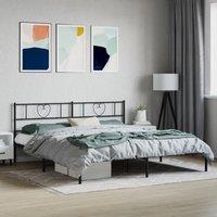 Berkfield Home Metal Bed Frame with Headboard Black 180x200 cm Super King