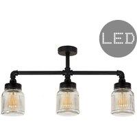 ValueLights Luiggi Black Ceiling Bar Light with 4w Filament Bulbs