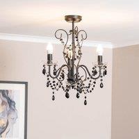 ValueLights Viscount 3 Way Jewel Chandelier Ceiling Pendant Light in Black