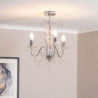 ValueLights Viscount 3 Way Jewel Chandelier Ceiling Pendant Light in Silver