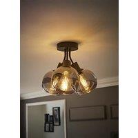 ValueLights Bellamy 3 Way Glass Globe Bubble Cluster Flush Ceiling Light in Black