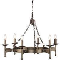 Netlighting Cromwell 6 Light Chandelier Old Bronze Finish E14 in Brown