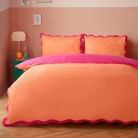 Furn Wiggle Scallop Duvet Cover Set in Coral | Size: Super King